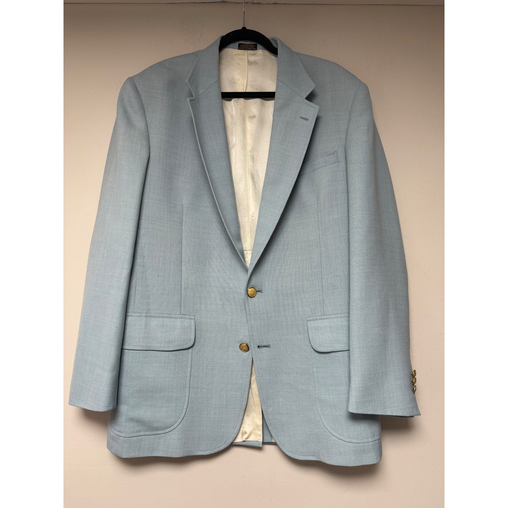 Stafford Mens Light‎ Blue Wool Blend Blazer Jacket Size 42L